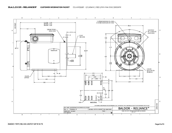 Baldor 2/1.5KW HP, 1760 1/MIN IP44 IC411 32KG RPM - CEUHM3558T - Image 11
