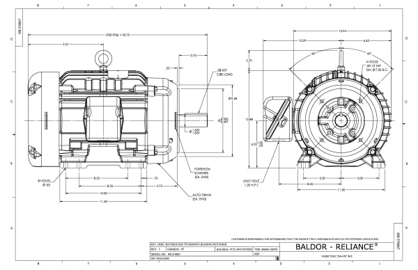 Baldor 52M 8P TEFC HOR 254TC SP#9(HOSE DOWN - CEWDM2280T - Image 2