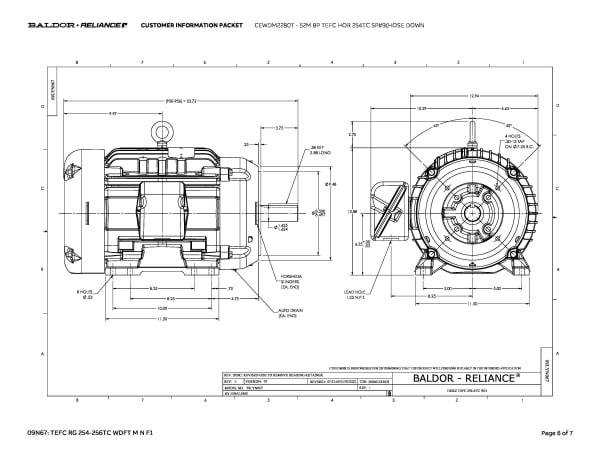 Baldor 52M 8P TEFC HOR 254TC SP#9(HOSE DOWN - CEWDM2280T - Image 9