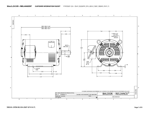 Baldor 25 HP, 3515 RPM, 3 Phase, 60 Hz, 256T, 3934M, ODP, F1 - FPM2516T-2/4 - Image 10