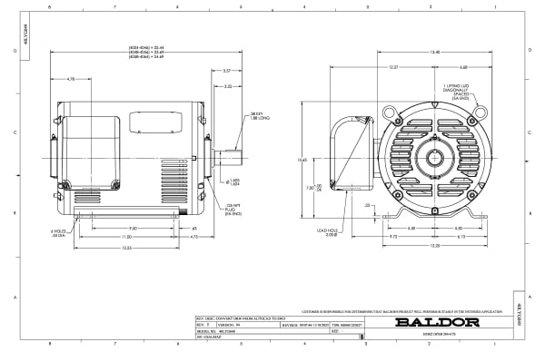 Baldor 30 HP, 1770 RPM, 3 Phase, 60 Hz, 286TS, 4052M, ODP, F1 - FPM2535TS-2/4 - Image 3