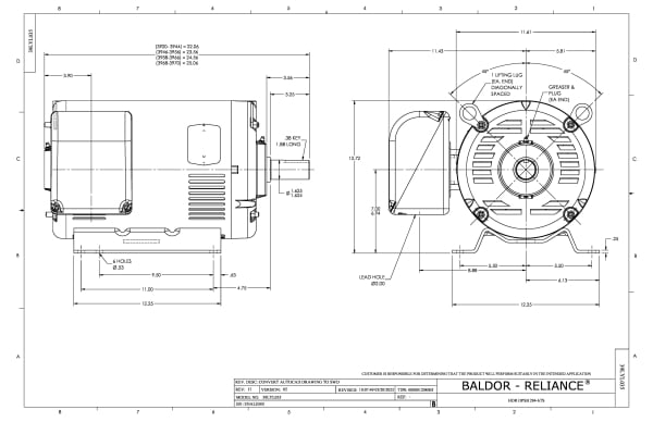 Baldor 40 HP, 3500 RPM, 3 Phase, 60 Hz, 286TS, 3954M, ODP, F1 - FPM2538T-2/4 - Image 3