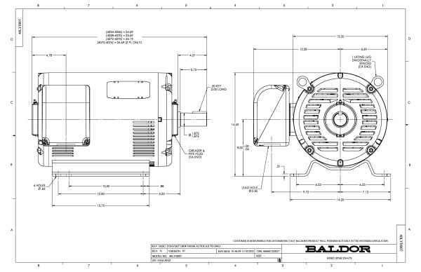 Baldor 40 HP, 1770 RPM, 3 Phase, 60 Hz, 324TS, 4052M, ODP, F1 - FPM2539TS-2/4 - Image 3