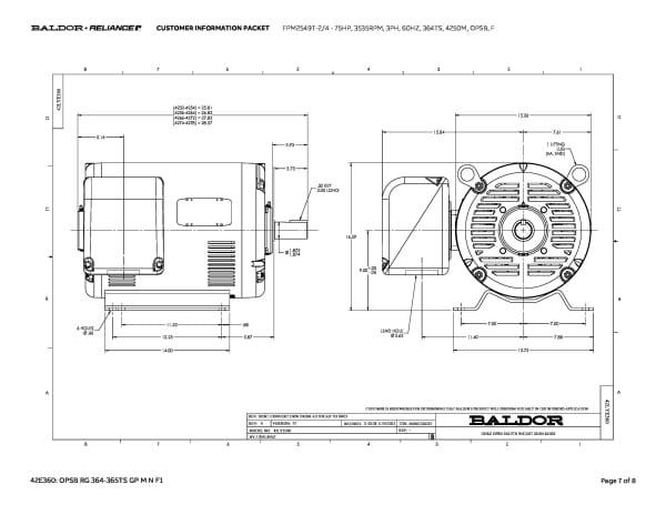 Baldor 75 HP, 3535 RPM, 3 Phase, 60 Hz, 364TS, 4250M, OPSB, F - FPM2549T-2/4 - Image 10