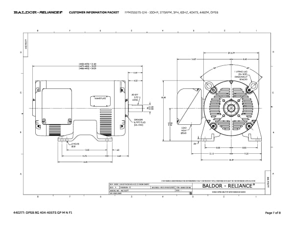 Baldor 100 HP, 1775 RPM, 3 Phase, 60 Hz, 404TS, 4462M, OPSB - FPM2555TS-2/4 - Image 10