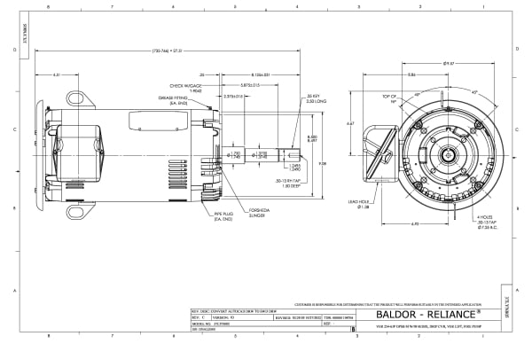 Baldor 20 HP, 3450 RPM, 3 Phase, 60 Hz, 254JP, 3742M, OPSB, F - VJPFPM2514T-2/4 - Image 3