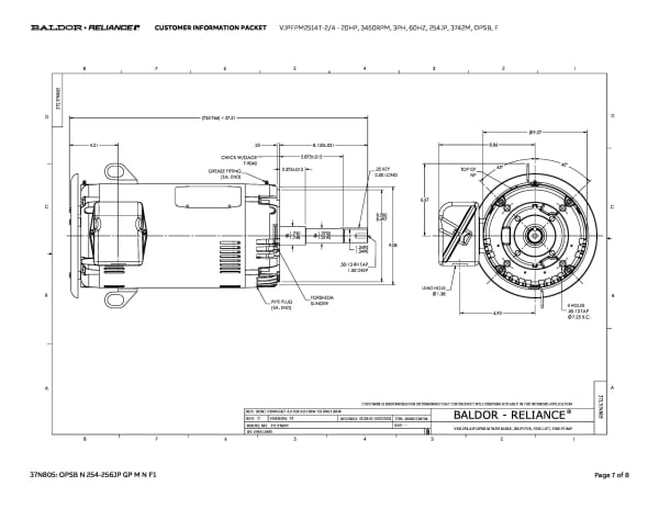 Baldor 20 HP, 3450 RPM, 3 Phase, 60 Hz, 254JP, 3742M, OPSB, F - VJPFPM2514T-2/4 - Image 10