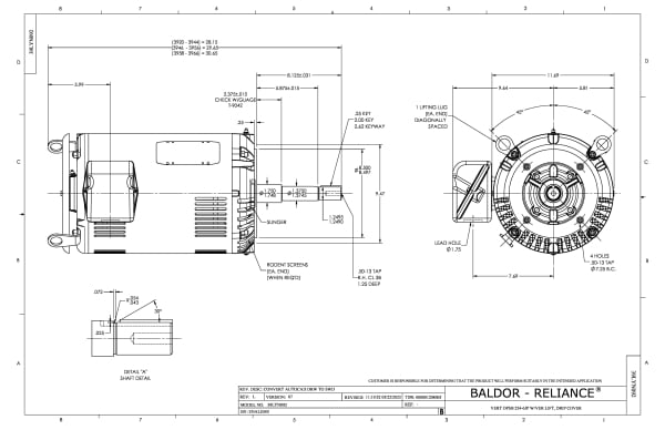 Baldor 25 HP, 3515 RPM, 3 Phase, 60 Hz, 256JP, 3934M, OPSB, F - VJPFPM2516T-2/4 - Image 3