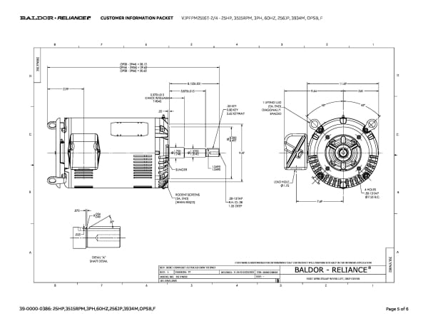 Baldor 25 HP, 3515 RPM, 3 Phase, 60 Hz, 256JP, 3934M, OPSB, F - VJPFPM2516T-2/4 - Image 8