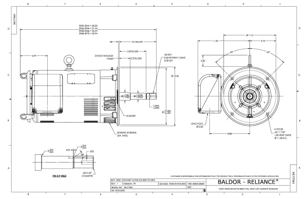 Baldor 30 HP, 3510 RPM, 3 Phase, 60 Hz, 284JP, 3936M, OPSB, F - VJPFPM2534T-2/4 - Image 3