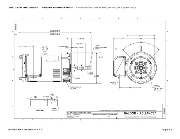 Baldor 30 HP, 3510 RPM, 3 Phase, 60 Hz, 284JP, 3936M, OPSB, F - VJPFPM2534T-2/4 - Image 10