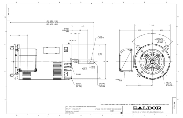 Baldor 50 HP, 3520 RPM, 3 Phase, 60 Hz, 324JP, 4044M, OPSB, F - VJPFPM2542T-2/4 - Image 3