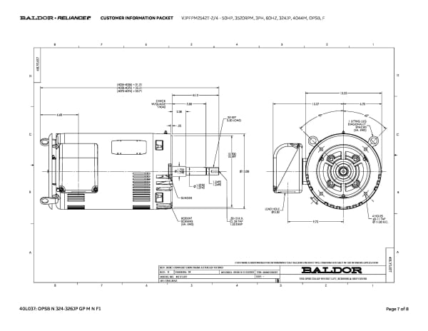 Baldor 50 HP, 3520 RPM, 3 Phase, 60 Hz, 324JP, 4044M, OPSB, F - VJPFPM2542T-2/4 - Image 10