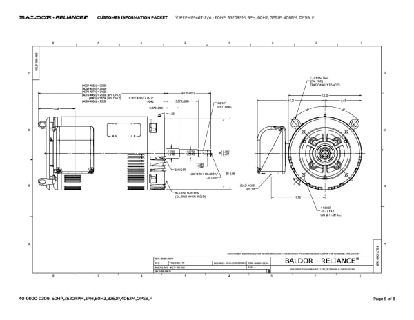 Baldor 60 HP, 3520 RPM, 3 Phase, 60 Hz, 326JP, 4062M, OPSB, F - VJPFPM2546T-2/4 - Image 7
