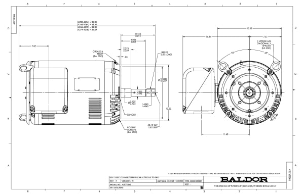 Baldor 100 HP, 3530 RPM, 3 Phase, 60 Hz, 365JP, 4260M, OPSB - VJPFPM2550T-2/4 - Image 3