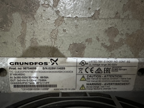 GROUNDFOS - CUE 3X380-500V IP20 37KW 73A/6 - USED - Image 2