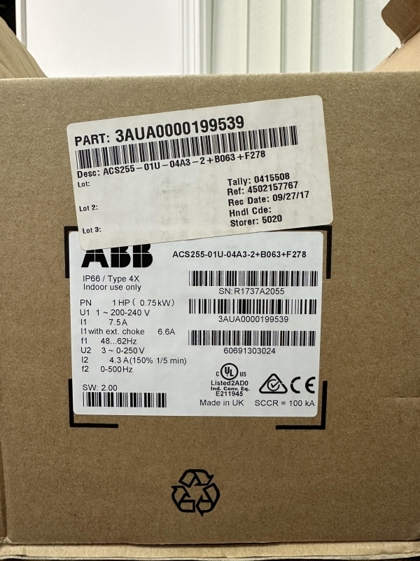 ABB - ACS255-01U-04A3-2 / B063+F278 - OPEN BOX - Image 2