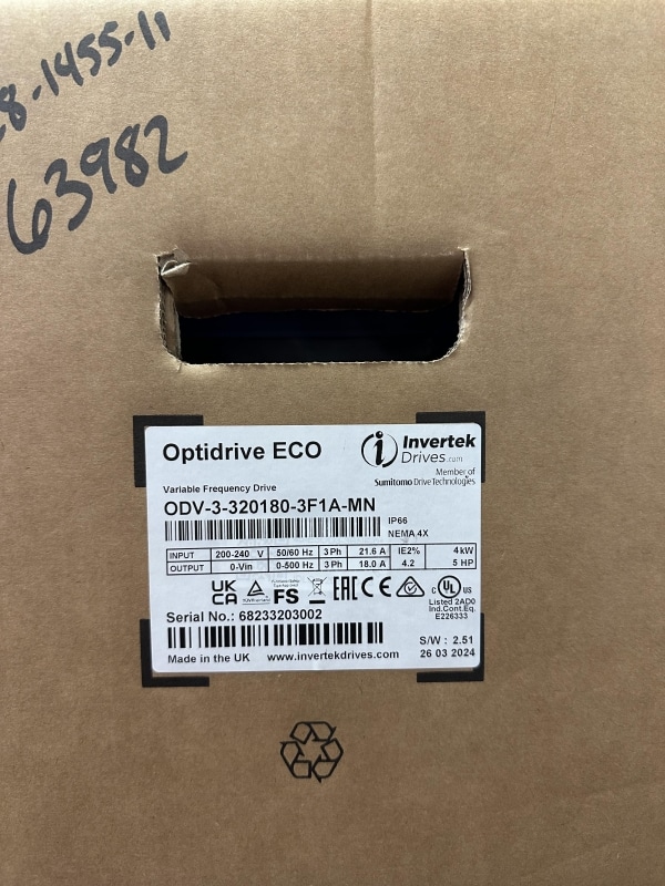 INVERTEK DRIVES - ODV-3-320180-3F1A-MN - OPEN BOX