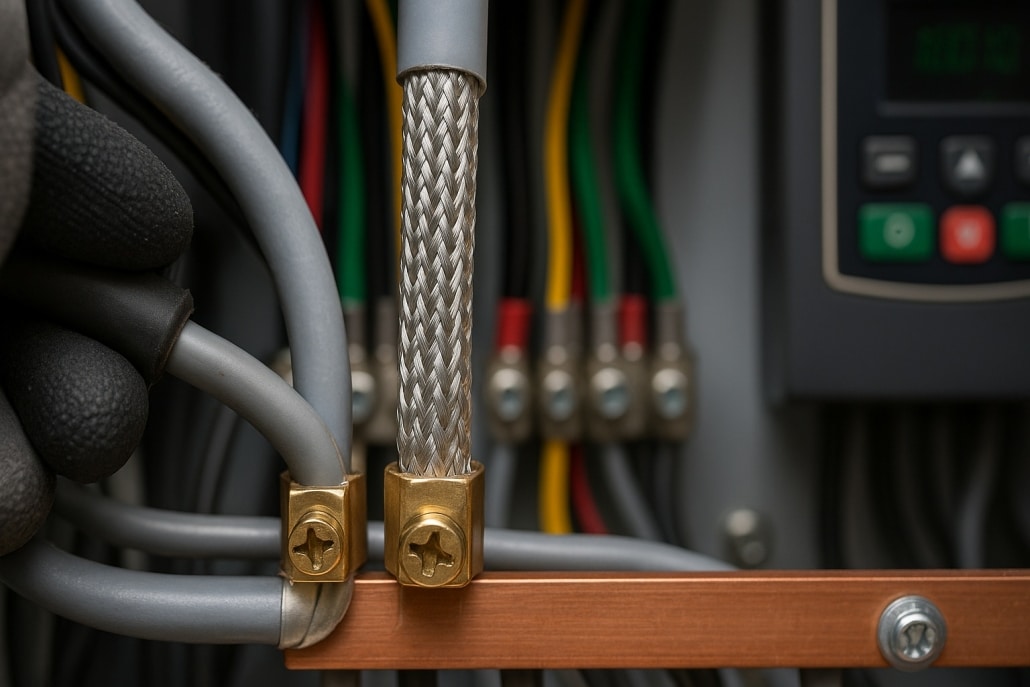 Cable shield grounding prevents VFD start faults