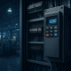 Frequency drive controller installed in modern industrial cabinet