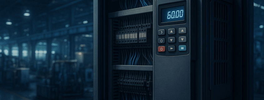 Frequency drive controller installed in modern industrial cabinet
