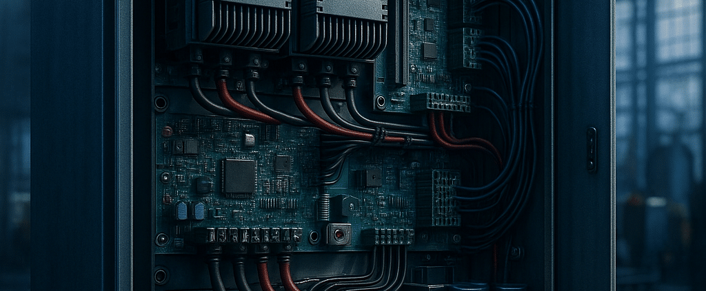 Cutaway view of a modern variable frequency drive VFD panel