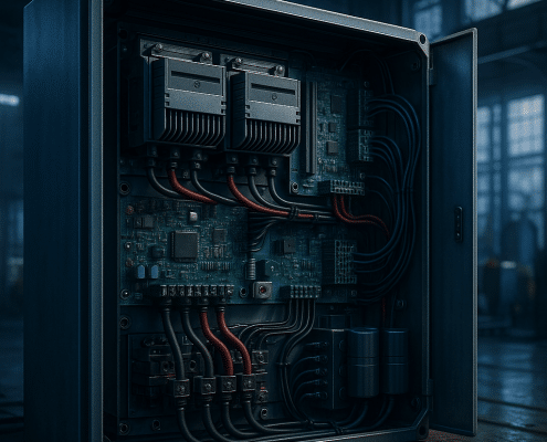 Cutaway view of a modern variable frequency drive VFD panel