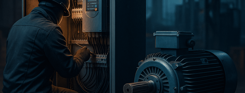 Technician installs variable speed electric motor system