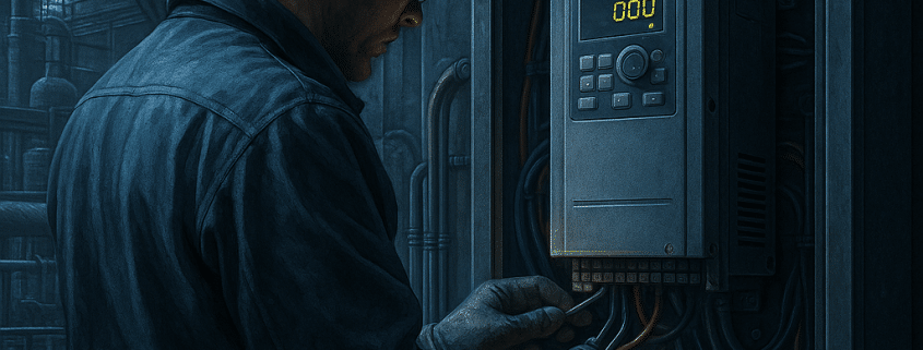 Typical VFD frequency drive retrofit on a process pump