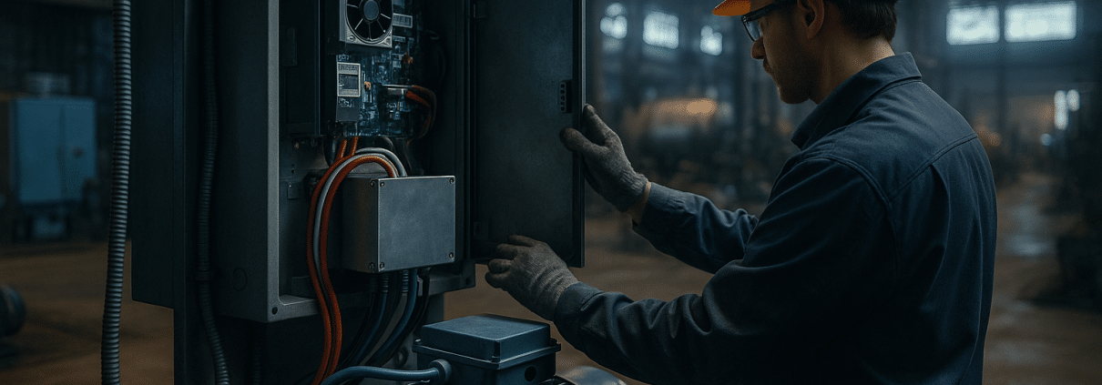 Frequency drive motor installation: add line reactors/filters for cleaner power and longer motor life.