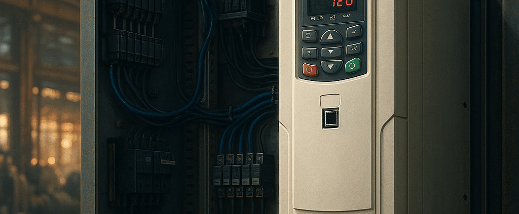 Typical VFD drives with integral keypad and Ethernet port