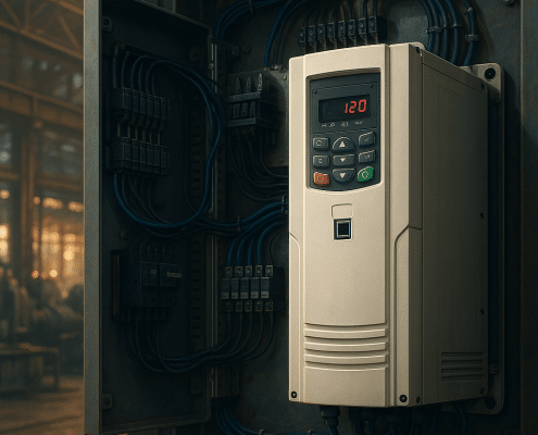 Typical VFD drives with integral keypad and Ethernet port