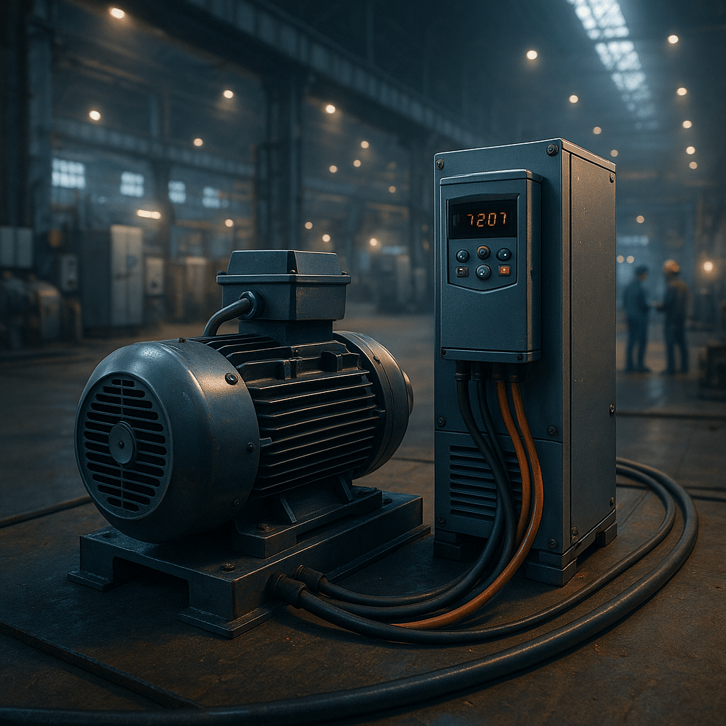 Best‑Practice VFD Motor Installation — shielded cable, proper grounding, and optional reactors/filters.