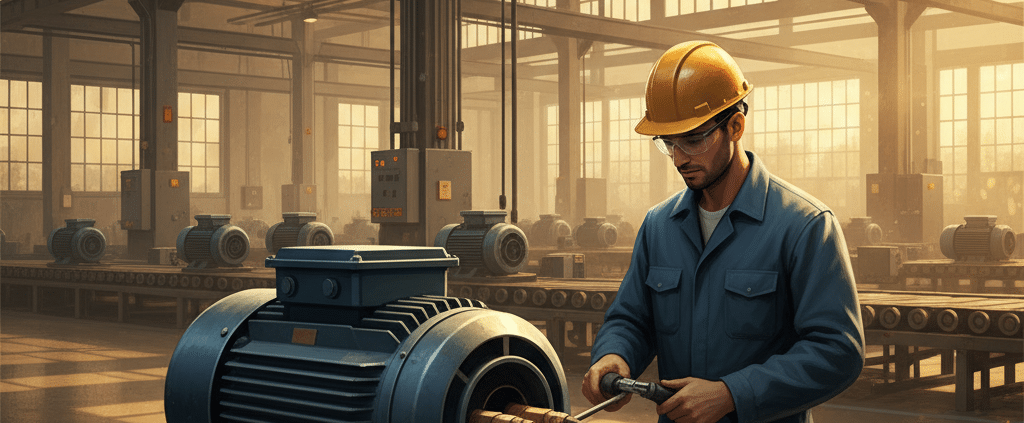 3 phase motor with vfd - A technician safely wiring a 3 phase motor with a VFD, illustrating the essential connection for pro