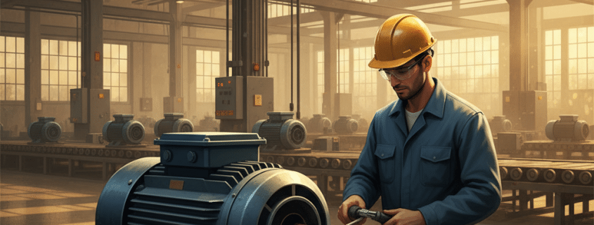 3 phase motor with vfd - A technician safely wiring a 3 phase motor with a VFD, illustrating the essential connection for pro