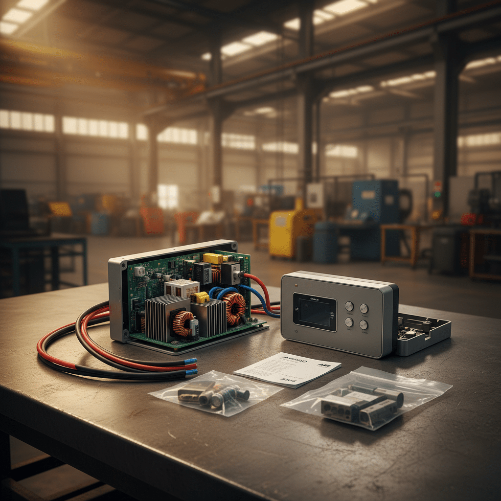 A look at the components included with new abb acs150 variable frequency drives vfds after unboxing the unit.