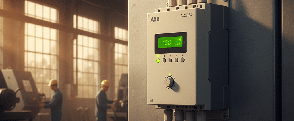 abb acs150 variable frequency drives vfds - A close-up of one of the compact ABB ACS150 variable frequency drives (VFDs) moun