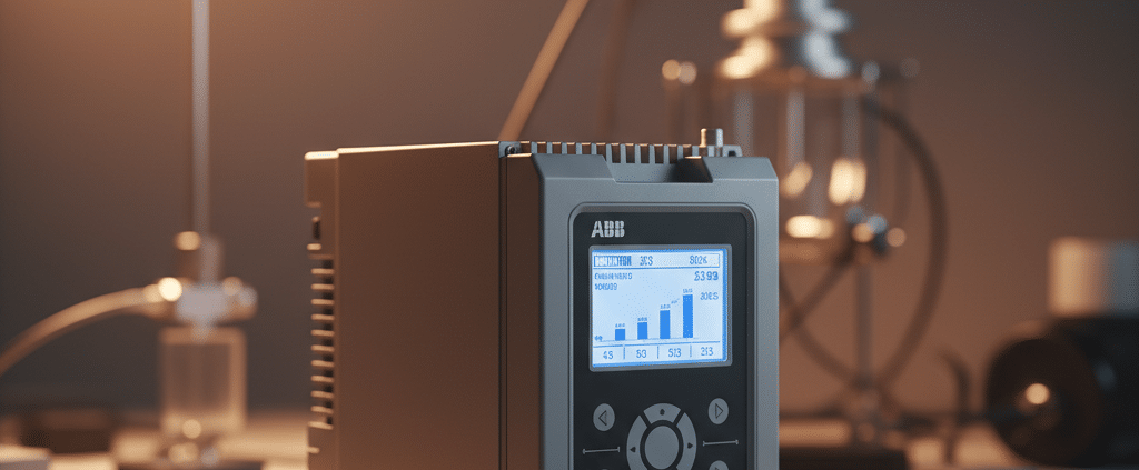 A clear product image of the abb acs250 variable frequency drives vfds, showcasing its compact design and user control panel.