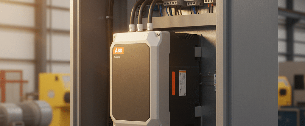 abb acs380 variable frequency drives vfds - An ABB ACS380 variable frequency drives (VFDs) unit mounted inside an industrial