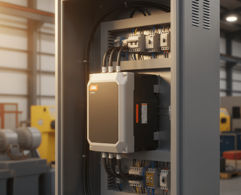 abb acs380 variable frequency drives vfds - An ABB ACS380 variable frequency drives (VFDs) unit mounted inside an industrial