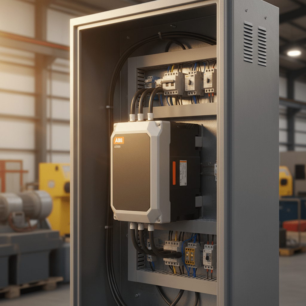 abb acs380 variable frequency drives vfds - An ABB ACS380 variable frequency drives (VFDs) unit mounted inside an industrial