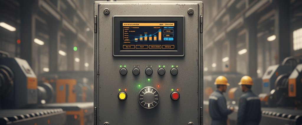 Front view of the control panel for the ABB ACS550 variable frequency drives VFDs, showcasing the user interface.