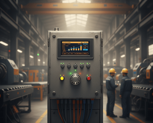 Front view of the control panel for the ABB ACS550 variable frequency drives VFDs, showcasing the user interface.