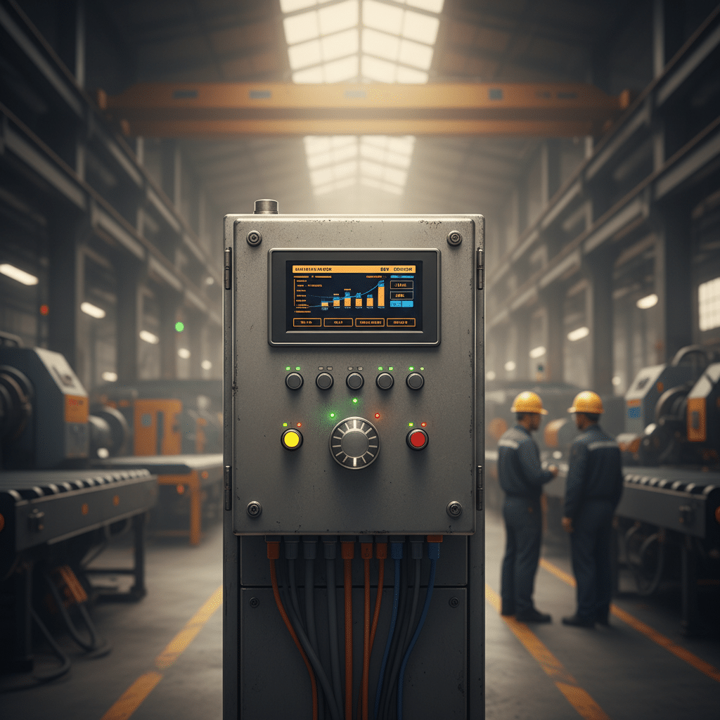 Front view of the control panel for the ABB ACS550 variable frequency drives VFDs, showcasing the user interface.