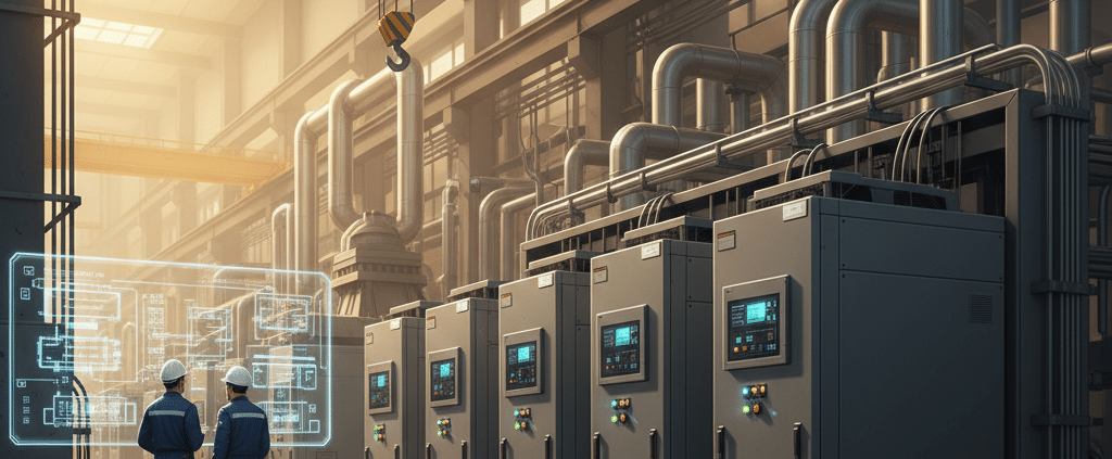 abb dcs800 variable speed drives vsds - An industrial setup showcasing the ABB DCS800 variable speed drives (VSDs) for precis