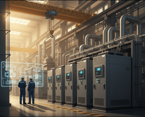 abb dcs800 variable speed drives vsds - An industrial setup showcasing the ABB DCS800 variable speed drives (VSDs) for precis