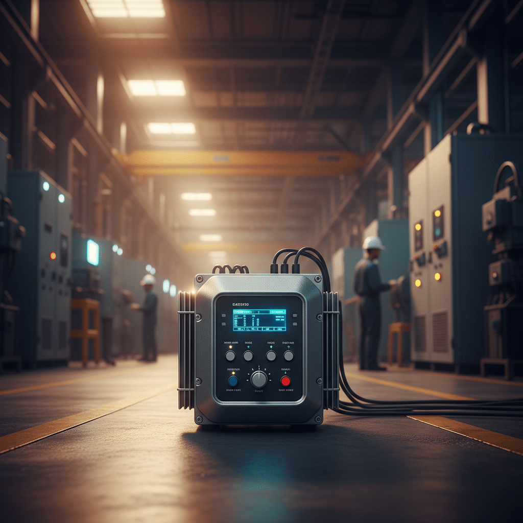 A Detailed Look at the Key Features of Eaton S801 Softstarters Front view of the Eaton S801 softstarters unit, showcasing its compact design and key operational settings for motor prote...