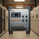 A close-up image of the front panel of the Eaton S811 softstarters, showing its settings and connections for motor control.
