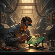 Technician diagnosing a failed circuit board to perform pcb repair services and prevent costly industrial equipment failure.