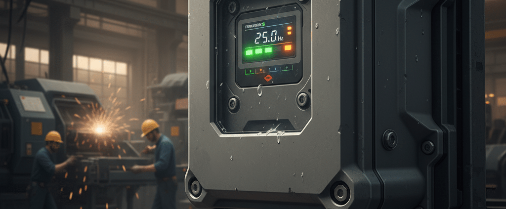 A close-up of the Invertek Optidrive E3 variable frequency drives VFDs, highlighting its robust IP66-rated enclosure for d...